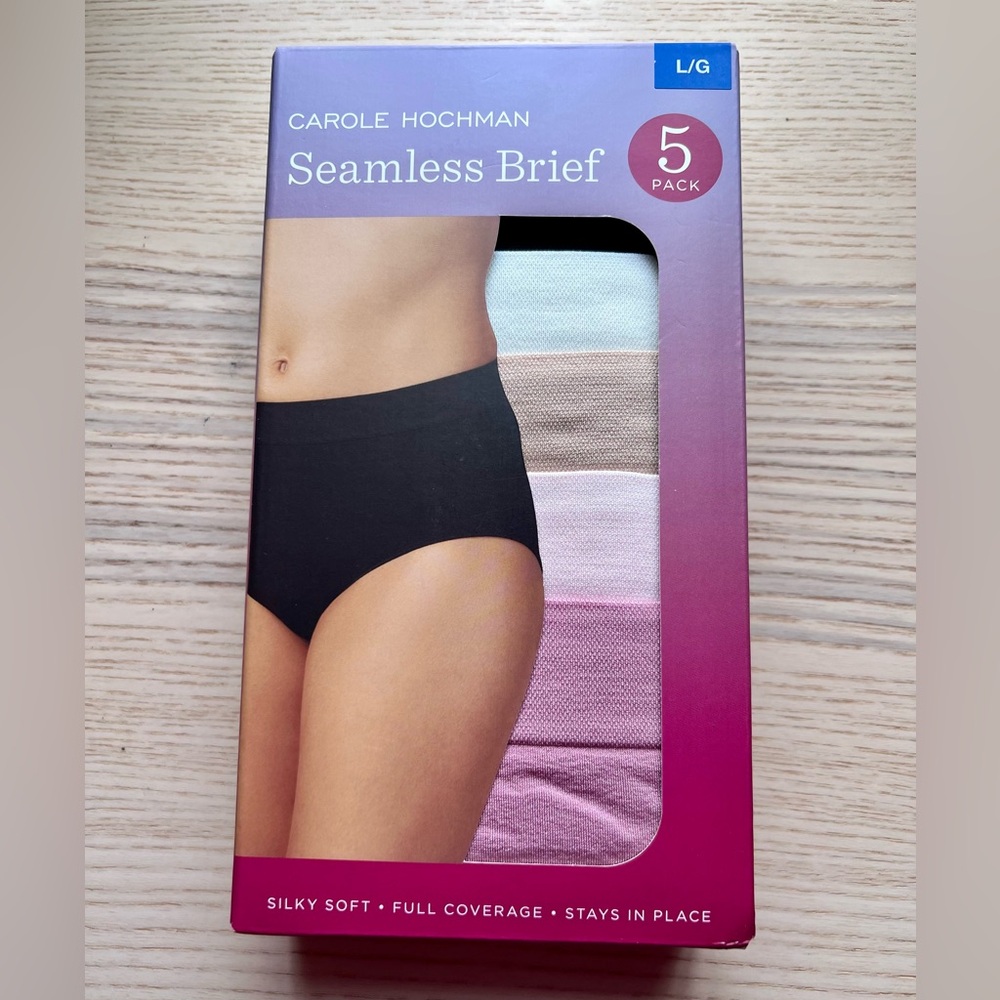 NWT Carole Hochman Multicolor 5-Pack Full Coverage Seamless Soft Brief Panties
